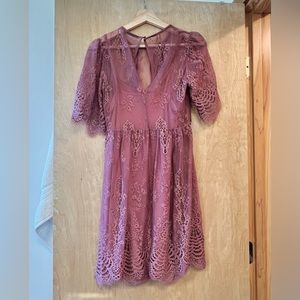 Pink Lace Dress cocktail party dress wedding guest dress